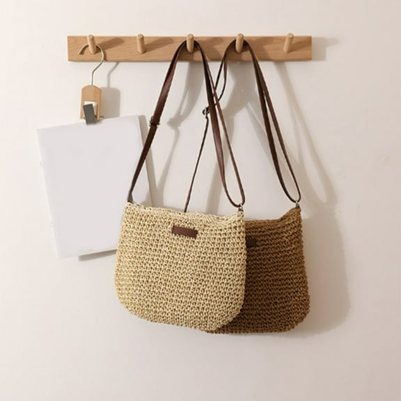 Paper Straw Handbag, Brown Beige Woven Tote, 29x23x6cm Lightweight 360g with Adjustable Strap for Women, Beach Bag & Crossbody Purse for Weekdays and Weekends,Vsgery