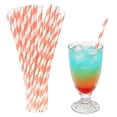 thumbnail image 1 of Paper Straws 100 Pack Coral Striped Biodegradable Paper Straws Disposable Drinking Straws for Party Desserts Beverages Cocktails Baby Showers Weddings Pack of 100, 1 of 9