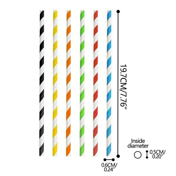 Paper Straws Disposable 100 Pack-Striped Straws 10in,Biodegradable,Durable and Eco friendly-Non-soggy Paper Straws for Drinking and Crafts