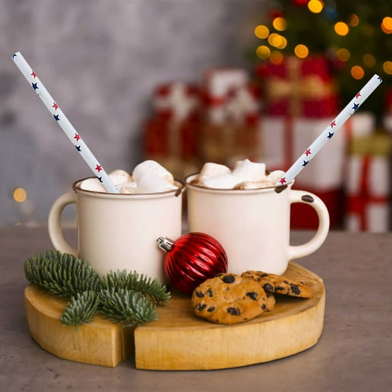 Paper Straws, Disposable Straws,Biodegradable Paper Straws,Christmas Straws, Disposable Paper Straws for Drinking, Lemonade,Holiday, Christmas,New Year, Party Supply