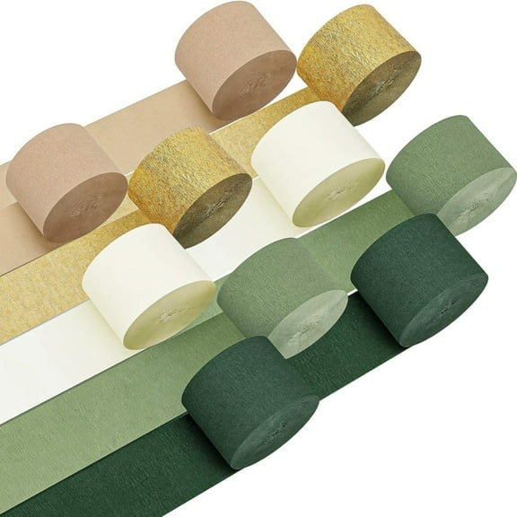Paper Streamers, Enchanting Green Crepe Perfect for Boho Weddings, Birthdays, and Showers, 10 Rolls