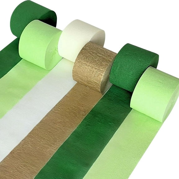 Paper Streamers, Enchanting Green Crepe Perfect for Boho Weddings, Birthdays, and Showers, 6 Rolls