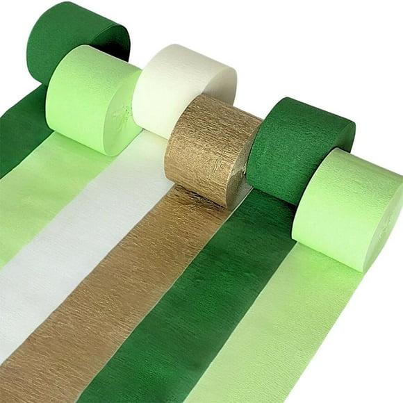 Paper Streamers, Perfect for Birthdays, Bridal Showers, Party, and Holiday Showers, 6 Pcs, Green