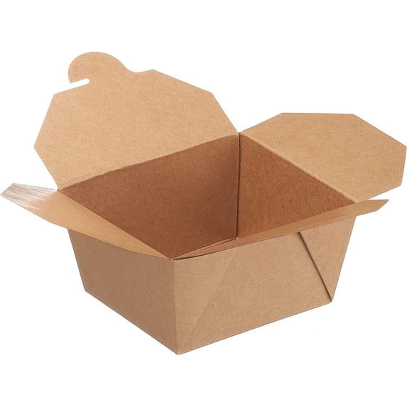 Paper Take Out Food Containers 96oz Kraft Brown Paper Boxes 8 x 6 x 3 1/2 inch Microwaveable Leak Proof, Grease Resistant Containers - To Go Container, Restaurants Lunch Box #4 (150 Count)