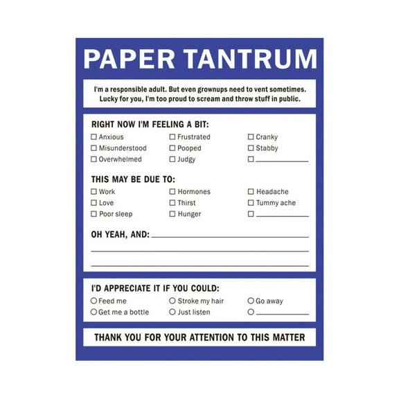 Paper Tantrum Nifty Note Pad, Humorous Frustration Notepad for Office, Home, Funny Message Pad for Work, Family, Roommates