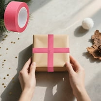 Paper Tape Christmas Gift Wrapping Ribbon 1x1300cm Strong Adhesive Paper Tape for Holiday Gifts and DIY Crafts,Pink 1Pcs JASKFLY