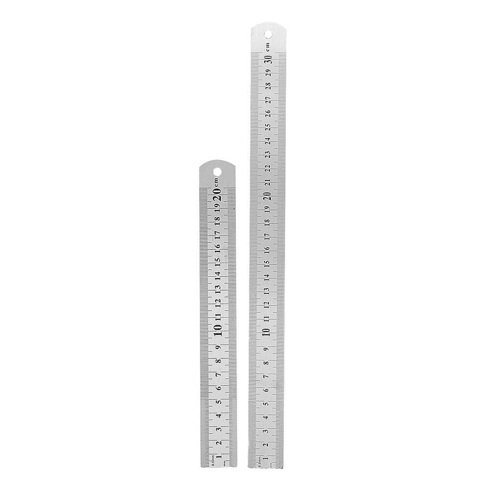 Paper Tearing Ruler Precision Stainless Steel 2 Pcs Metric Double Sided Measuring Tool Office