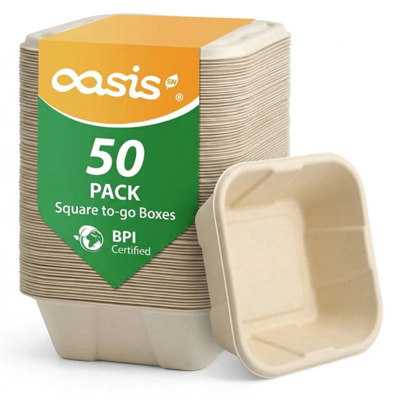 Paper Take Out Container with Lid 25 oz Disposable Compostable  Eco-Friendly Biodegradable Takeout & To-Go Container, Microwave-Safe Food Storage, 50 count(Natural)