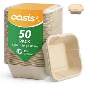 Meal Prep Containers,OasisSN Paper TakeOut Containers with Lids,Disposable Compostable,Eco-Friendly Biodegradable Food Containers, Microwave-Safe Food Storage, 25 oz,50 count(Natural)