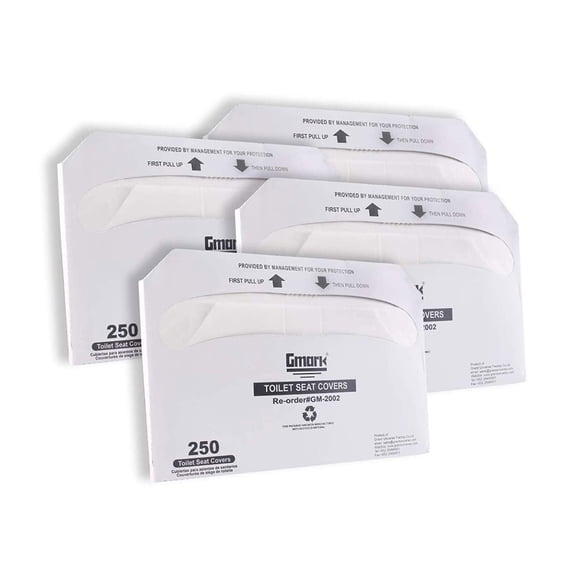 Paper Toilet Seat Covers - Thick Strength 100% Virgin Paper Disposable Half-Fold Toilet Seat Cover Dispensers - 4 Packs of 250 (1000 Total) GM2002