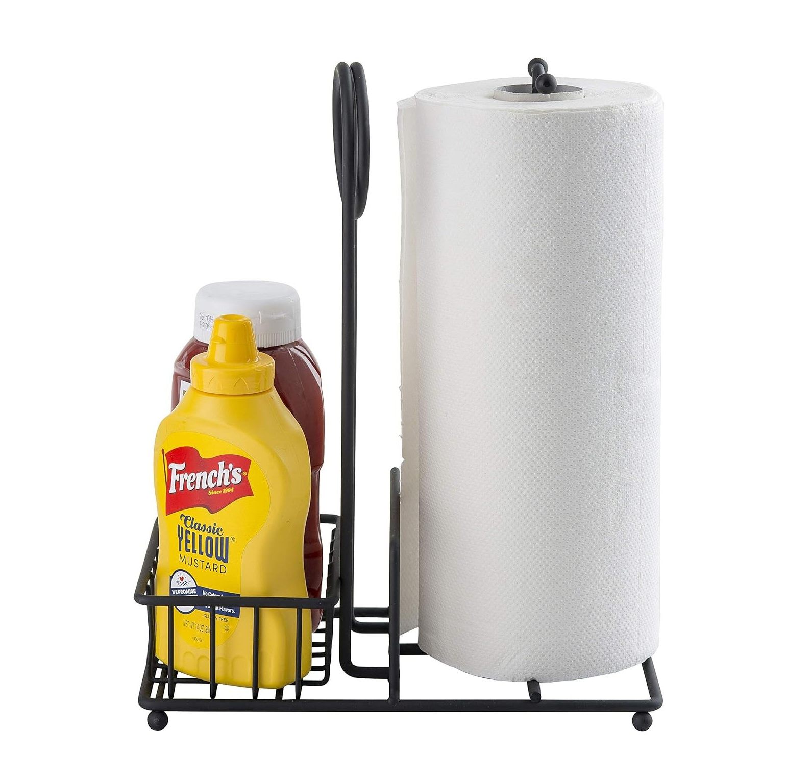 Paper Towel & Condiment Caddy 10"L x 6"W x 12.25"H, Steel, Black