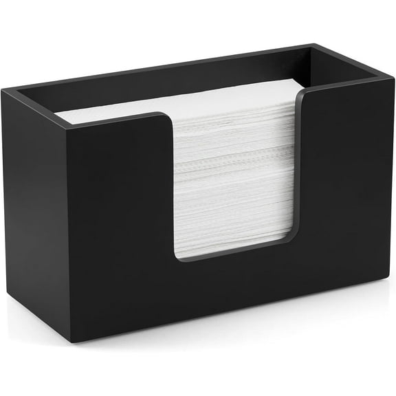 Paper Towel Dispenser Countertop, Wood Folded Paper Hand Towel Holder for Guest Bathroom, Commercial Tabletop Tissue Dispenser Tray for Multifold C-Fold, Z-Fold, Trifold, Black, 10.31x3.94x6.3 Inches