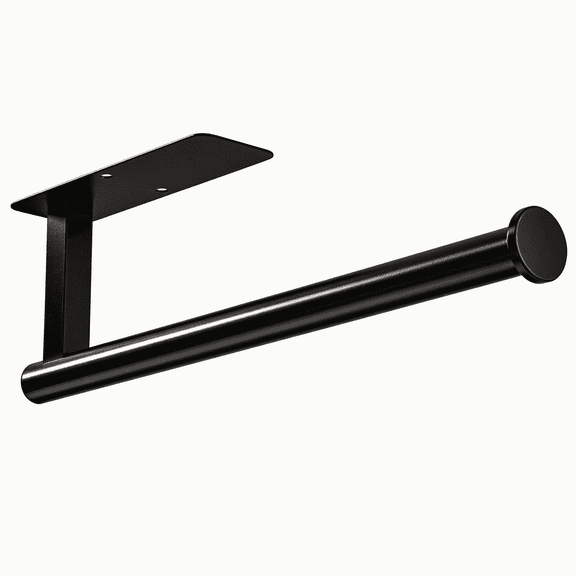 Paper Towel Holder Under Cabinet 12.6 Inch - Self Adhesive Wall Mount Kitchen Towel Rack No Drilling - Matte Black SUS304 Stainless Steel Napkin Holder