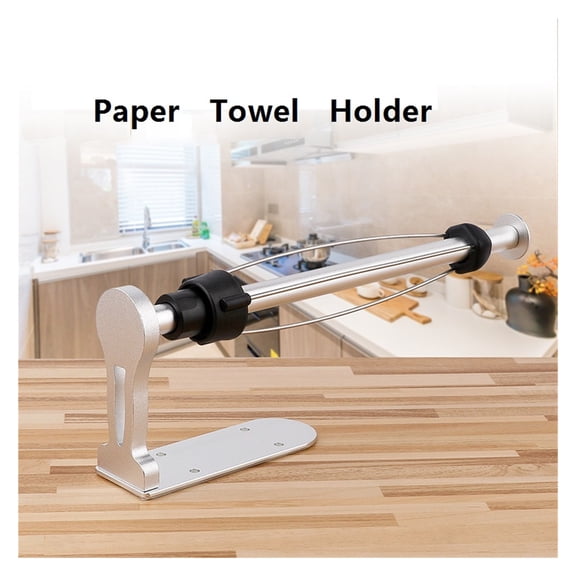 Paper Towel Holder Under Cabinet, One-Handed Tear, Wall Mount, Adhesive, Silver, Paper Roll Holder with Ratchet Mechanism forInterior bathroom and kitchen of RV Farmhouse Essentials Decor Accessories