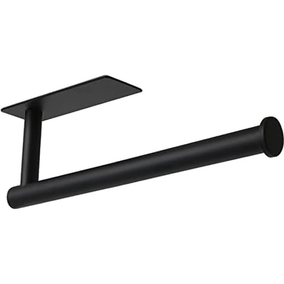 Under Cabinet Paper Towel Holder, Adhesive Wall Mounted Paper Towel Roll Rack for Kitchen & Bathroom, SUS304 Stainless Steel Matte Black - 1 Pack