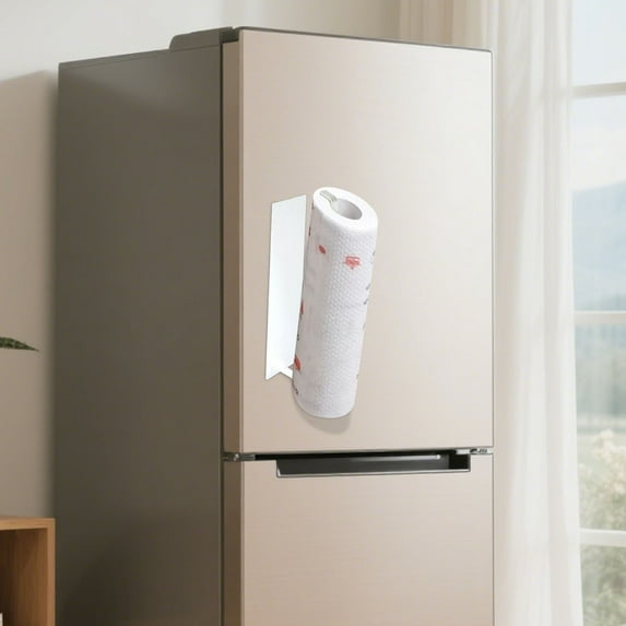 Paper Towel Holder Under Cabinet, Paper Towel Holder Wall Mount for Kitchen Rack, Under Cabinet Paper Towel Holder No Drilling, RV must haves -Magnetic White