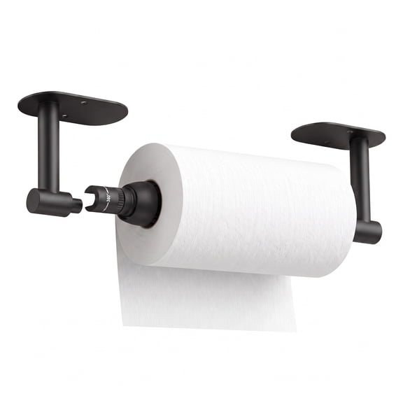 TVOFEK Paper Towel Holder Under Cabinet, Stainless Steel Paper Roll Holder with Damping Effect, Adhesive or Drill Mount, One-Handed Tear for Kitchen, Oval Base