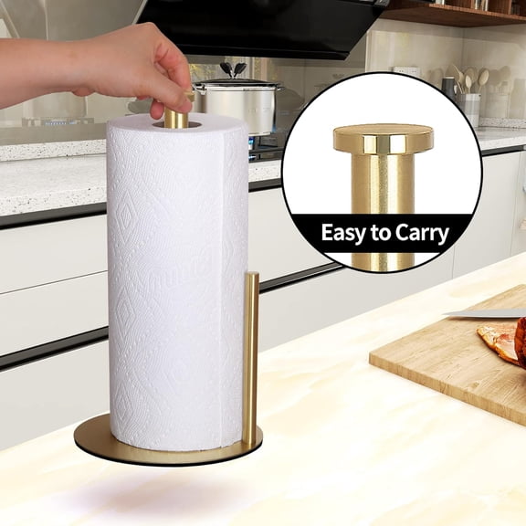Paper Towel Holder Countertop, Black Kitchen Paper Towel Holder Stand for Kitchen and Bathroom Organization, Stainless Steel Paper Towel Holders for Standard and Large Rolls