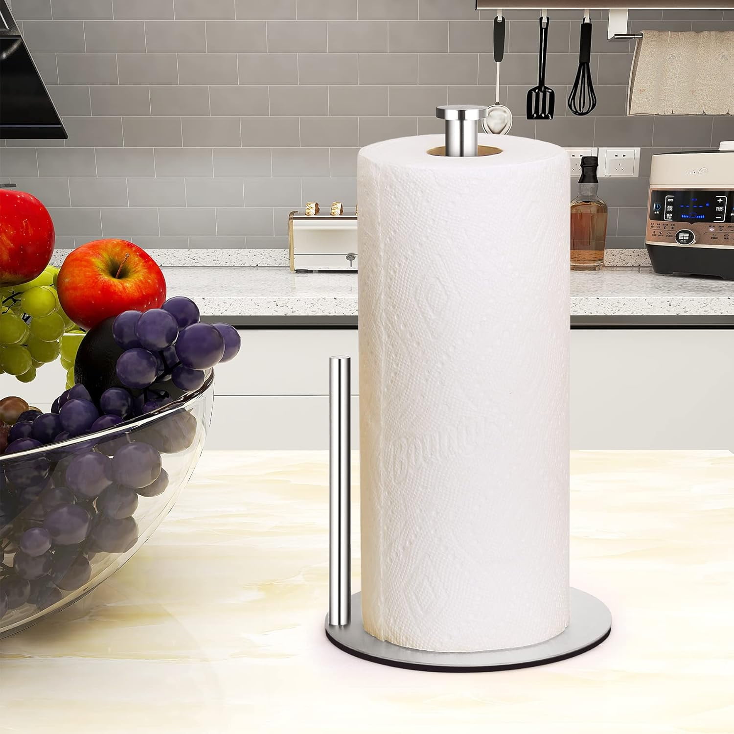 Magnetic Paper Towel Holder,Stainless Steel Paper Towel Holder 12"(L) X 3"(H) For Refrigerator Grills Griddles RVs Tailgates,Fit Most US Paper Roll - View #2