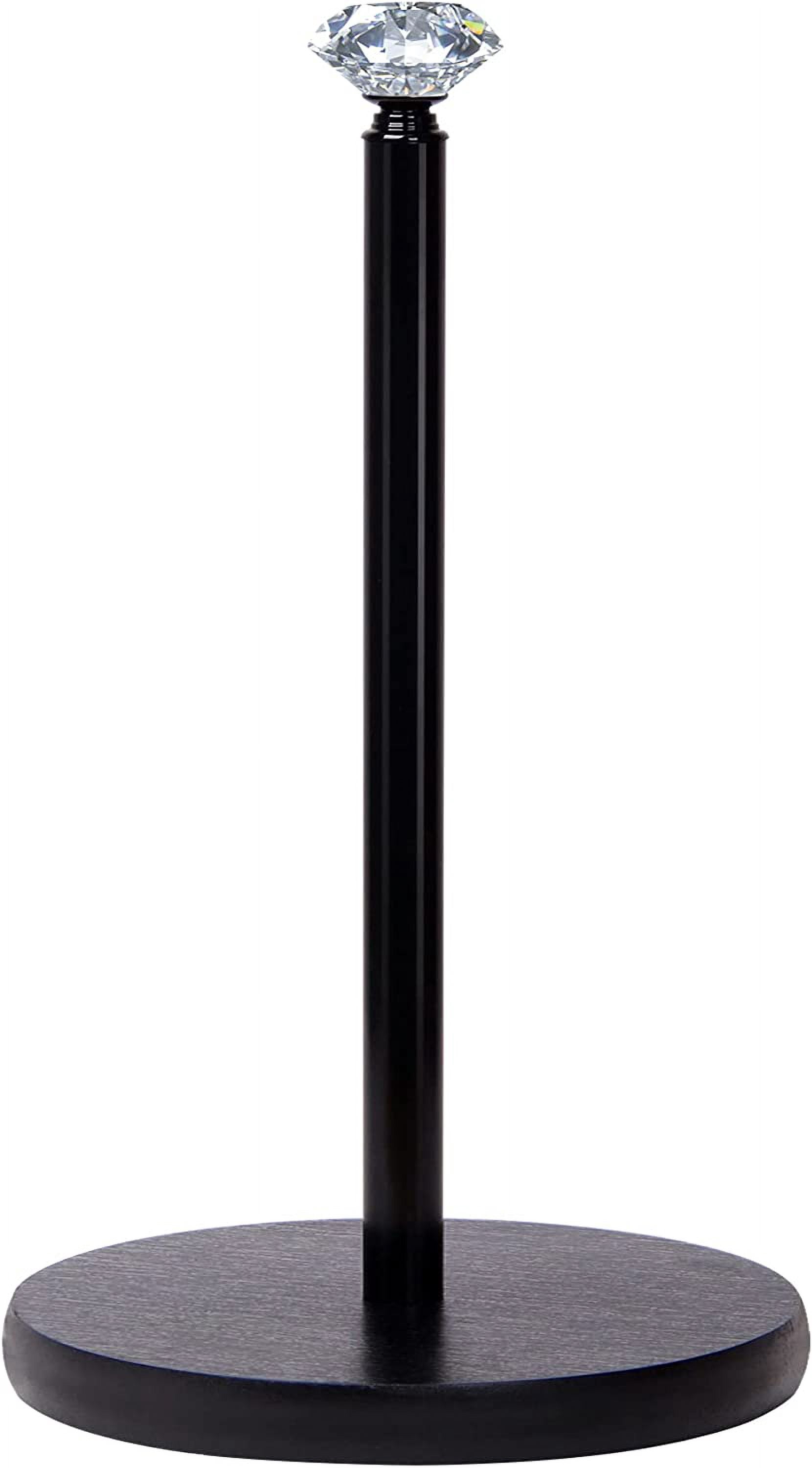Paper Towel Holder Countertop, , Crystal Paper Towel Stand Holder, Black Solid Wood Weighted Paper Towel Holders for Standard and Large Size Rolls (Black)