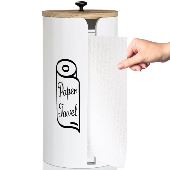 Paper Towel Holder Countertop, Farmhouse Paper Towel Stand for Kitchen, Wood Paper Towel Roll Holder for Kitchen Countertops, Bathroom, Bars & Dining Tables, Rustic Kitchen Decor and Accessories