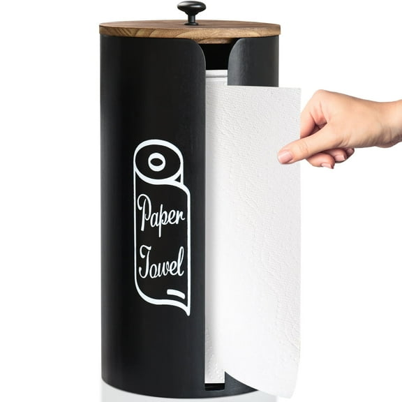 Paper Towel Holder Countertop, Farmhouse Paper Towel Stand for Kitchen, Wood Paper Towel Roll Holder for Kitchen Countertops, Bathroom, Bars & Dining Tables, Rustic Kitchen Decor and Accessories