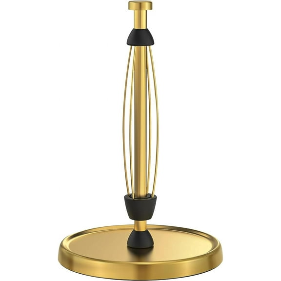 Paper Towel Holder Countertop, Gold Kitchen Accessories Decor, Stainless Steel, Weighted Base, Gold, Paper Towel Roll Holder Stand with Ratchet Mechanism for Kitchen Bathroom Farmhouse Essentials