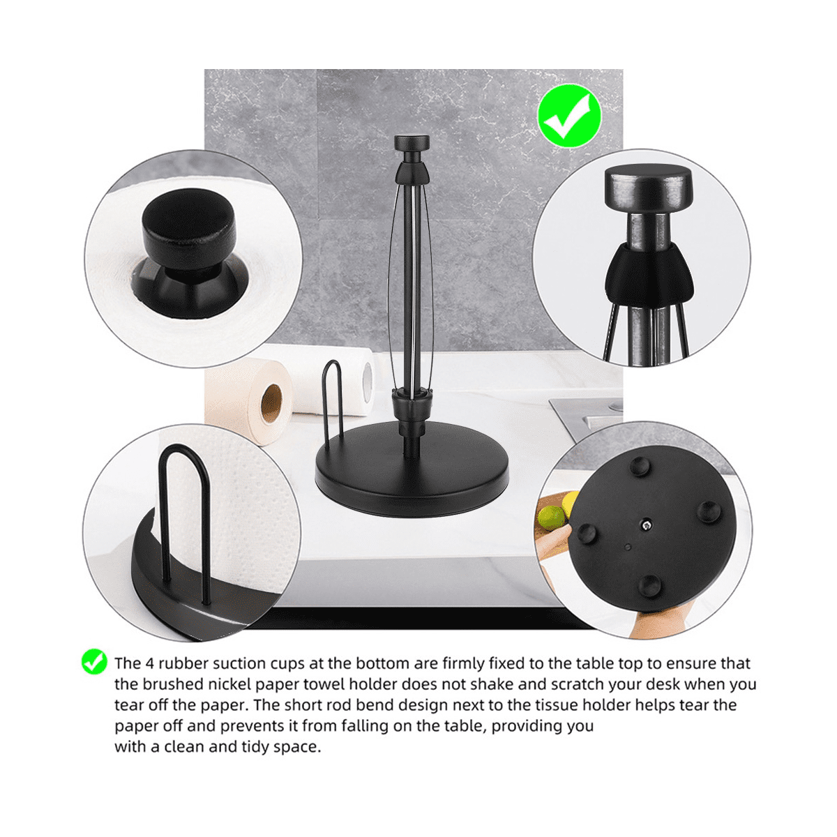 Paper Towel Holder Countertop, Paper Towel Stand with Ratchet System