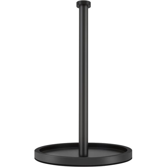 Paper Towel Holder Countertop, Stainless Steel Standing Roll Holder with Anti Slip Weighted Base, Freestanding for Kitchen, Matte Black