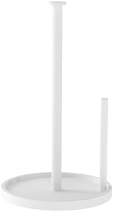 Paper Towel Holder Countertop, Standing Paper Roll Holder with Anti Slip Weighted Base, Stainless Steel Freestanding Paper Towel Holder for Kitchen, White