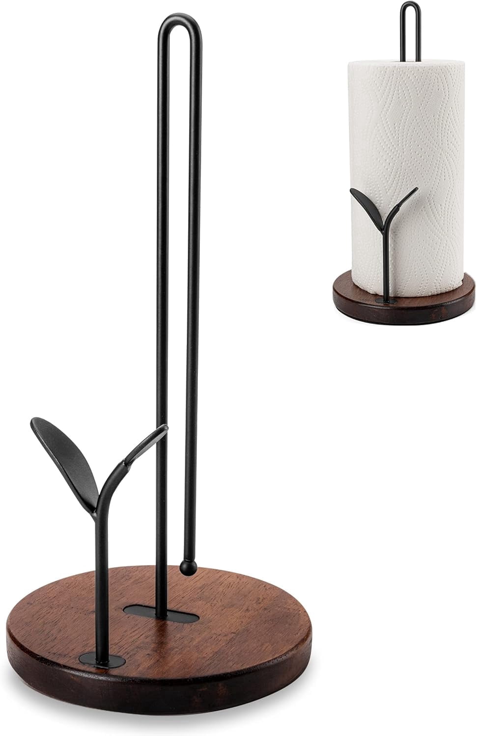 Paper Towel Holder Countertop, Wood Paper Towel Holder Stand, Easy One-Handed Tear Rustic Paper Roll Holder for Kitchen Dining Table Home Decor, High Model Easy to Install