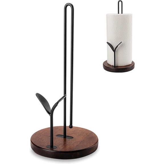 Paper Towel Holder Countertop, Wood Paper Towel Holder Stand, Easy One-Handed Tear Rustic Paper Roll Holder for Kitchen Dining Table Home Decor, High Model Easy to Install