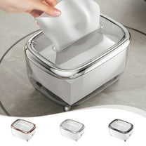 Paper Towel Holder Dispenser Box, Rose Gold Plastic Napkin Storage Organizer with Magnetic Lid & Built-in Spring Base, Non-slip Stabilized Dispensing for Kitchen, Living Room, Bathroom, and