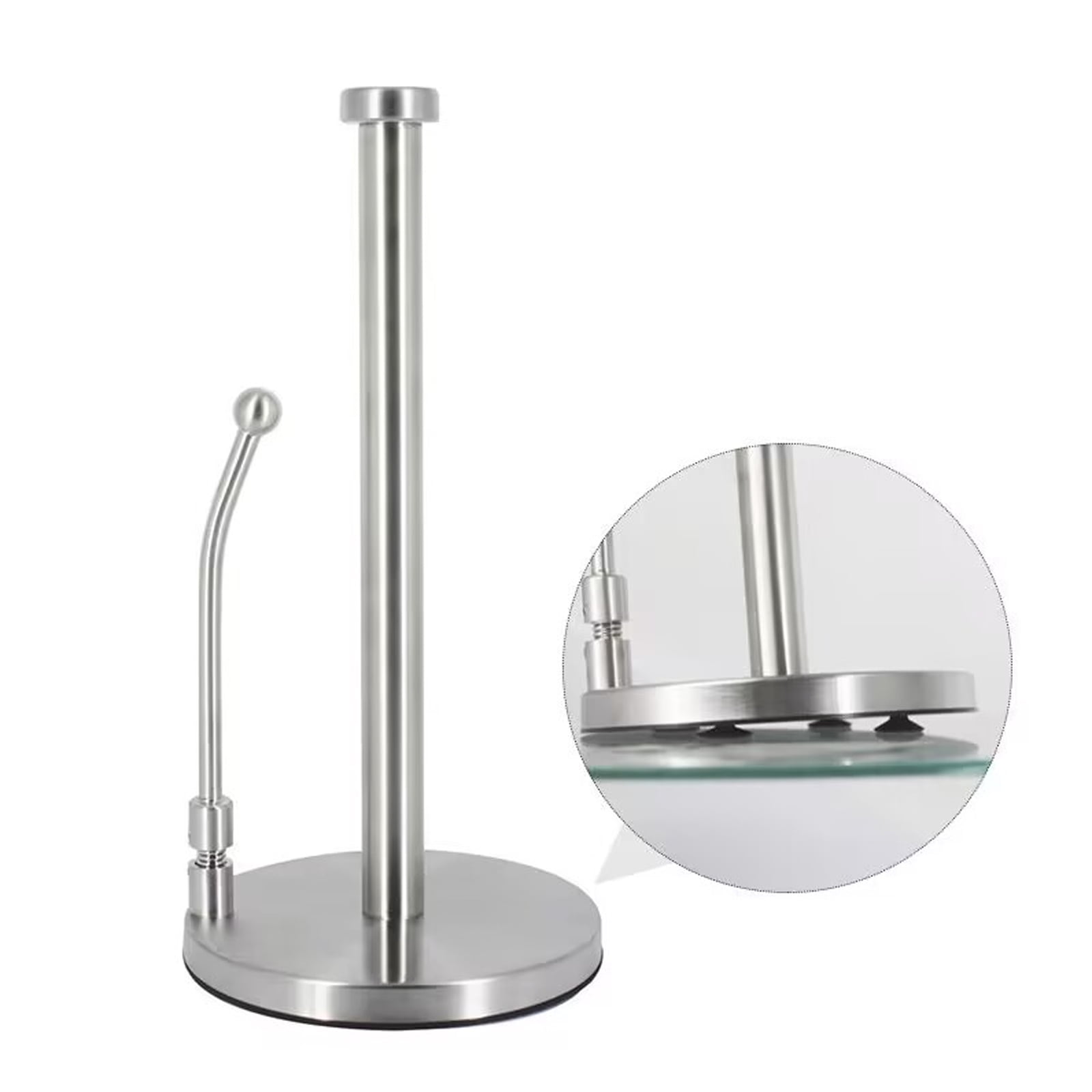 Brushed Nickel Stainless Steel Paper Towel Holder with Weighted Base