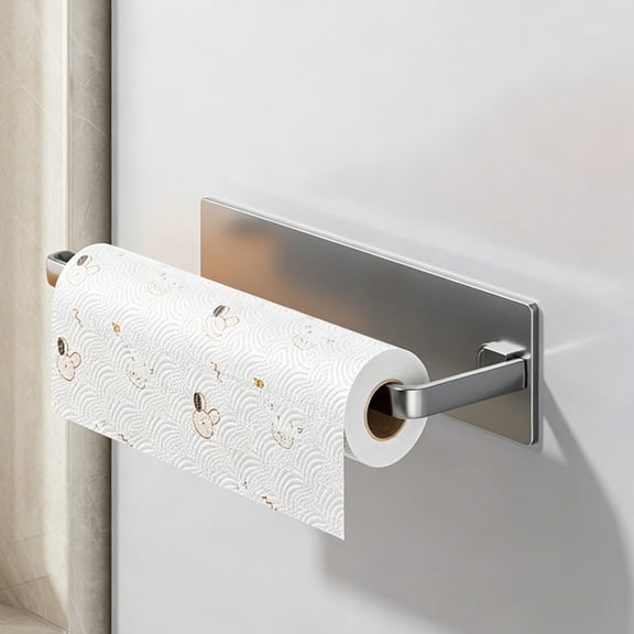 Paper Towel Holder Magnetic No Drill Wall Mount - Kitchen Wrap Rack for Plastic Wrap and Foil - Countertop Organizer for Kitchen Towels and Cling Wrap - Space Saving Storage for Home, Office, RV