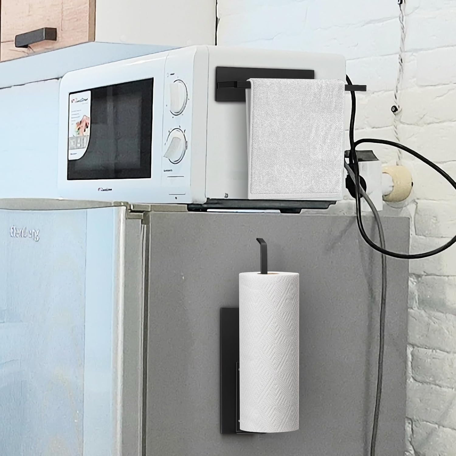 Paper Towel Holder, Magnetic for Fridge, Toilet Paper Roll Holder Magnet Towel Rack Wall Mount Fridge Organizer for Paper Towels Rolls Bathroom Pantry RV Kitchen Storage