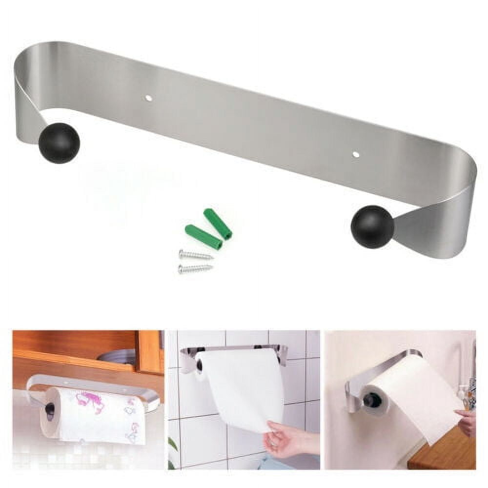 Paper Towel Holder Stainless Steel Under Cabinet Kitchen Bathroom Wall ...