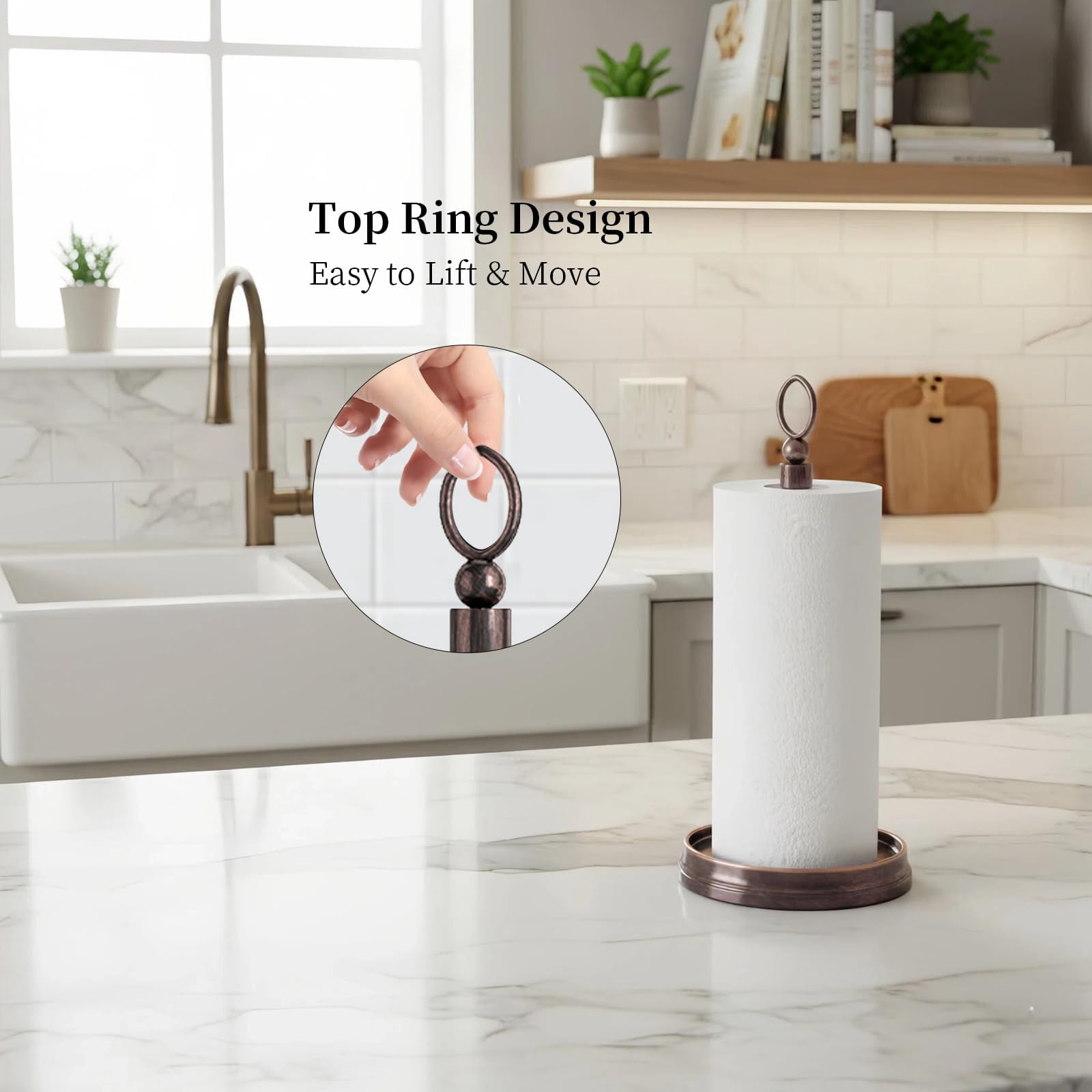 Paper Towel Holder Steel Countertop Black For Kitchen Countertops  Bars & Dining Tables Fits Standard Rolls Oil Rubbed Bronze