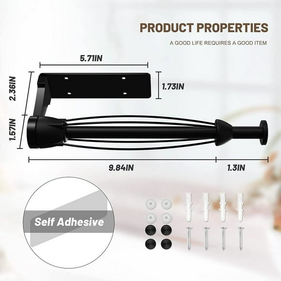 Paper Towel Holder Under Cabinet Easy Tear Wall Mount with Damping Function, Stainless Steel Paper Roll Holder Adhesive or Screw for Bathroom