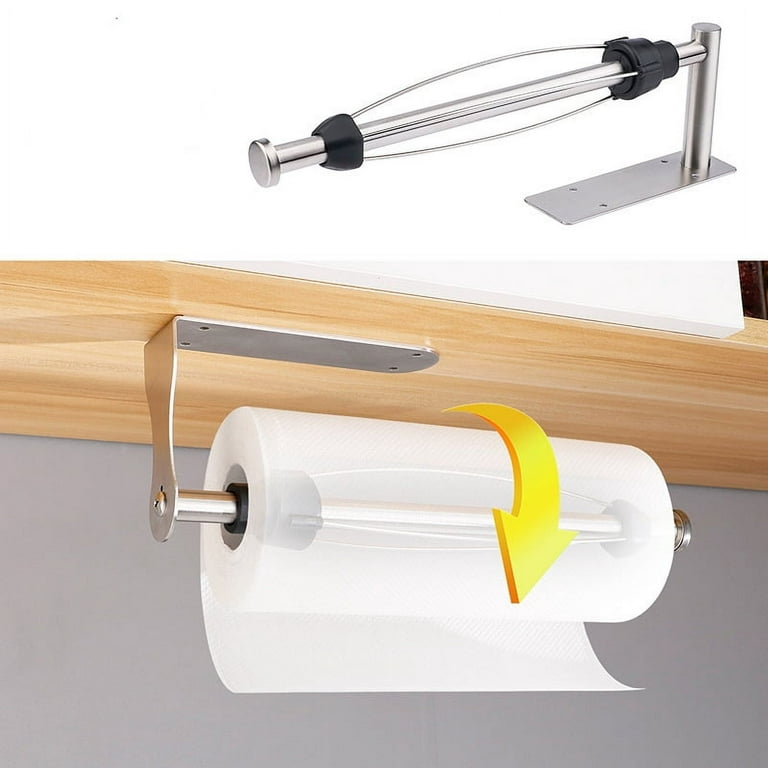 Paper Towel Holder Under Cabinet with Special Ratchet System, Adhesive  Paper Towel Holder for Bathroom Kitchen (Silver)