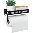 thumbnail image 1 of Paper Towel Holder Wall Mount for Kitchen, Self Adhesive Paper Towel Holder with Shelf for Bathroom, RV Paper Towel Rack Paper Roll Holder with 2 Hooks, 1 of 8