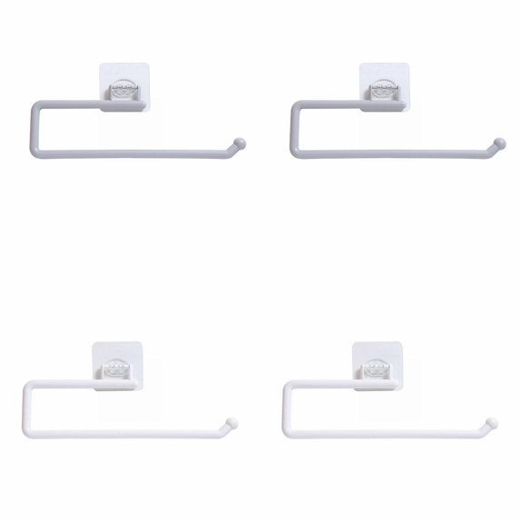 Paper Towel Holder Wall Mounted Paper Towel Holder Swiveling Roll Organizer for Kitchen, Bathroom, Craft Room Paper Roll Holder Adhesive White 2PCS+Grey 2PCS
