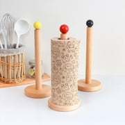 WSNIJFU Red Ball Wooden Tissue Holder Solid Wood Tabletop Stand Adapts to Standard and Large Rolls Suitable for Kitchens and Dining Rooms