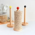 thumbnail image 1 of WSNIJFU Yellow Ball Wooden Tissue Holder Solid Wood Tabletop Stand Adapts to Standard and Large Rolls Suitable for Kitchens and Dining Rooms, 1 of 8