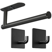 Paper Towel Holder with 2 Pack Adhesive Hooks, Under Cabinet Paper Towel Holder, Stainless Steel Paper Towel Holder Wall Mount