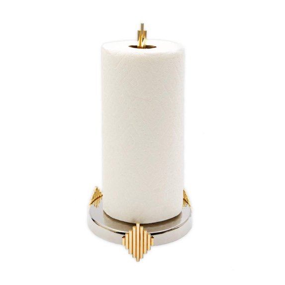 Paper Towel Holder with Gold Diamond Design