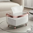 thumbnail image 1 of Paper Towel Holder with Magnetic Lid and Spring Base, Transparent Tissue Box Organizer for Kitchen Living Room Bathroom, 1 of 6
