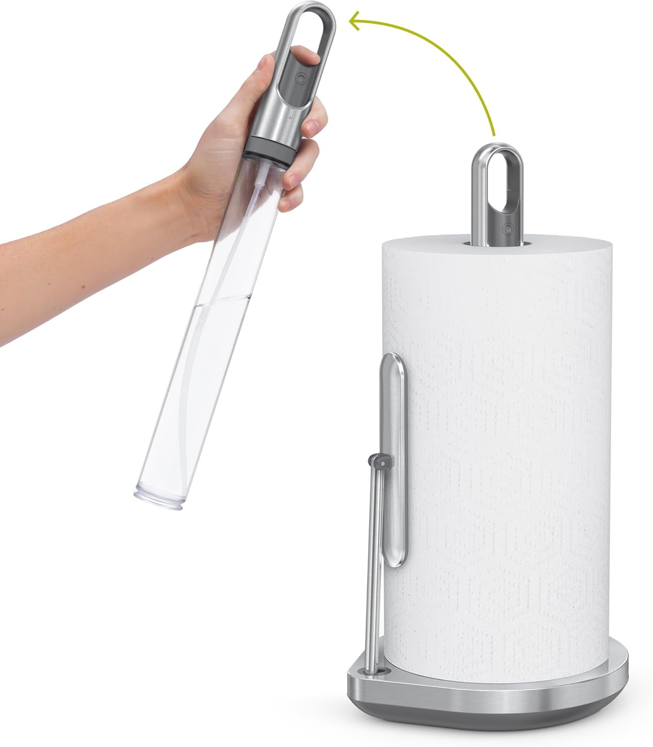 Paper Towel Holder with Spray Pump, Brushed Stainless Steel Standing