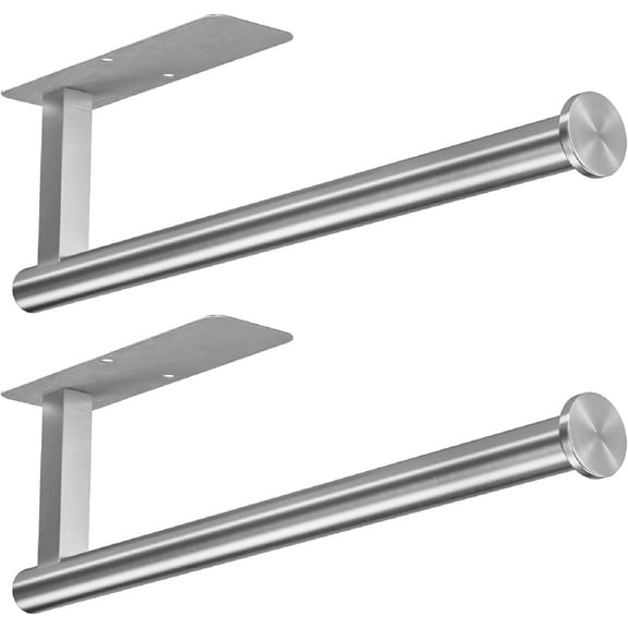 Paper Towel Holders for Kitchen,Paper Towels Bulk- Self-Adhesive Under Cabinet,Both Available in Adhesive and Screws,Stainless Steel,2 Pack