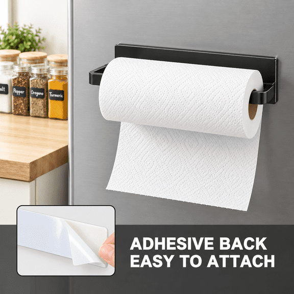 Paper Towel Rack, Paper Towel Holder Under Cabinet, No Drill Wall Mount Roll Holder, Space Saving Towel Bar for Kitchen, Bathroom & Laundry Room